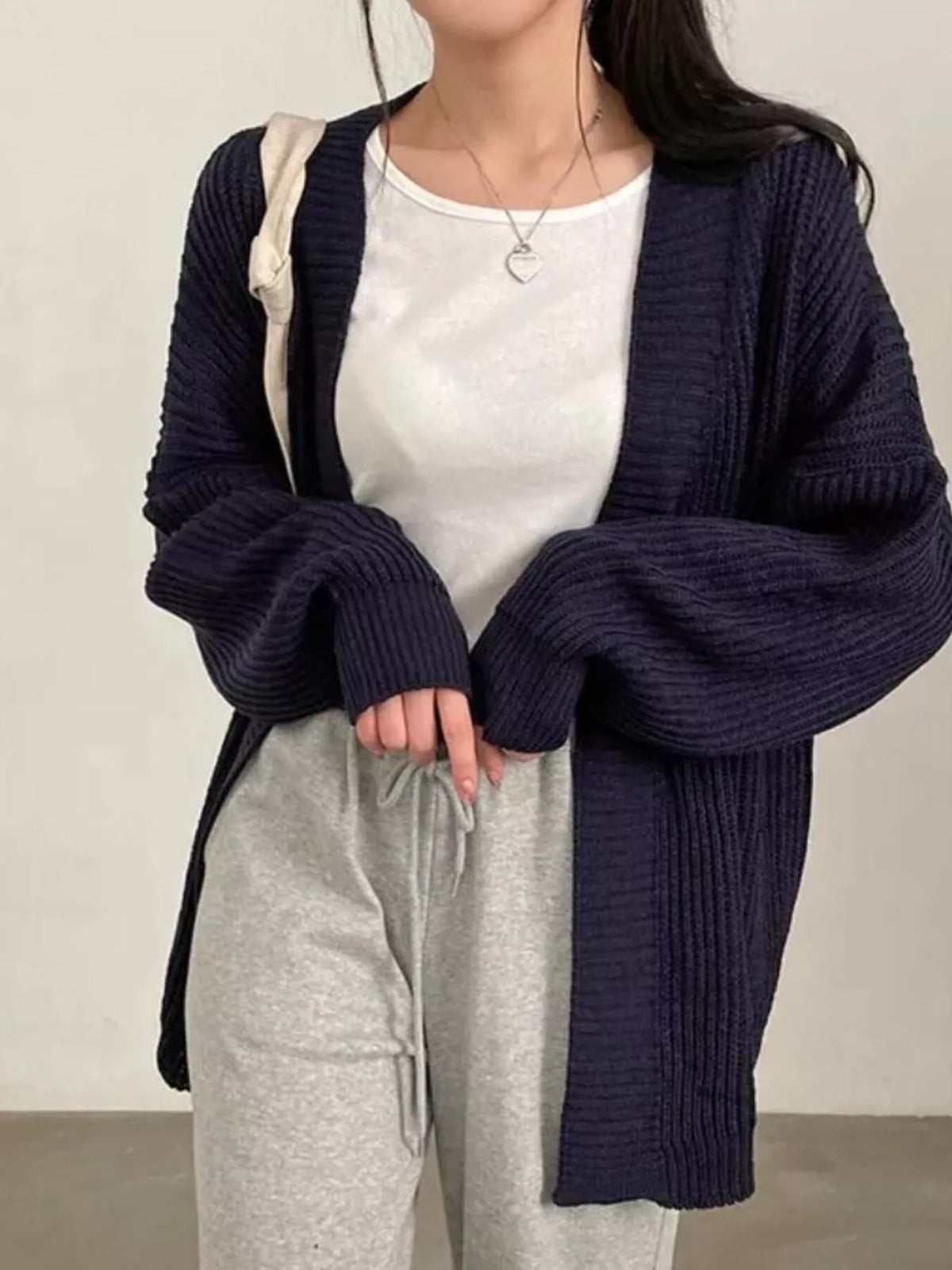 Open Front Oversized Knit Cardigan
