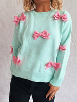 Bow Round Neck Long Sleeve Sweater