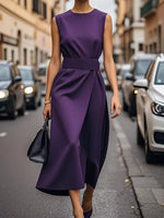 Round Neck Sleeveless Midi Dress