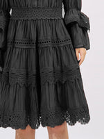 Ruffle Lace Trim Long Sleeve Dress