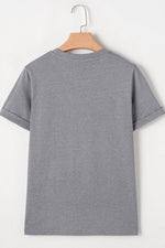 HOPPY Chenille Patch Round Neck Short Sleeve T-Shirt