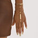 Multi Layered Chain Bracelet with Finger Ring