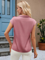 Bow Tie Cap Sleeve Blouse