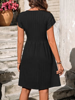 V-Neck Ruffled Cap Sleeve Dress