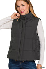 Zenana High Neck Zip-Up Vest Coat