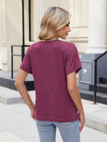 Lace Detail Round Neck Short Sleeve Blouse
