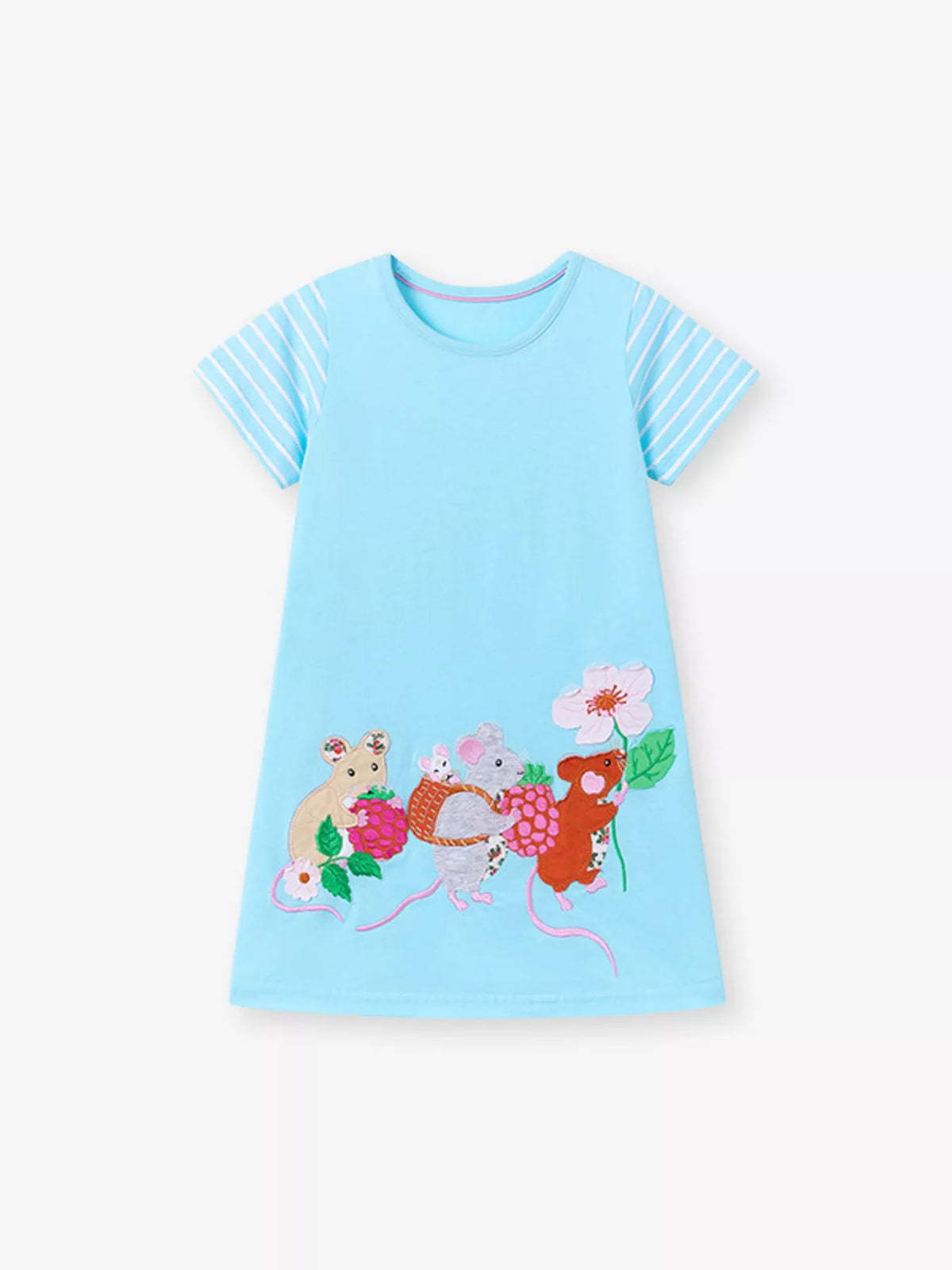 Children's Cartoon Mouse Embroidered Casual Dress