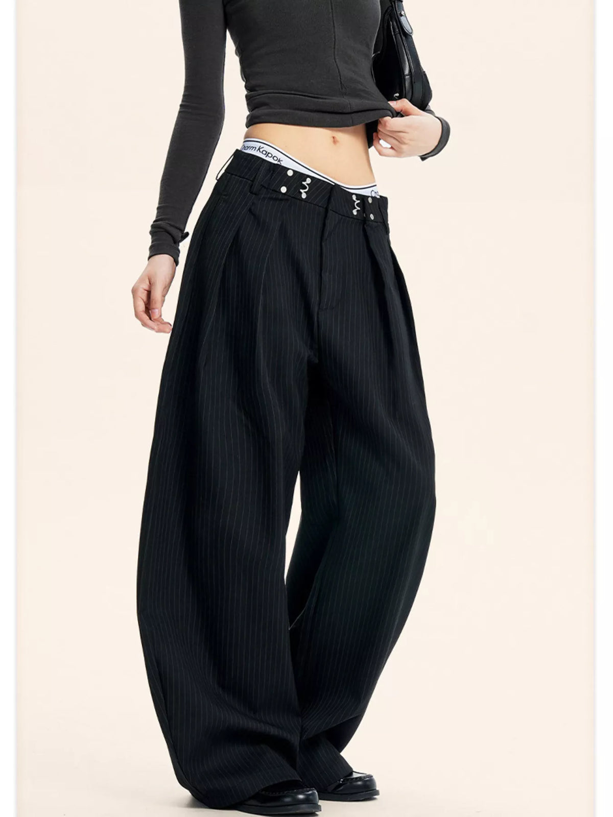 Plus Size Pleated Detail Wide-Leg Pants