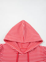 Striped Puff Sleeve Hoodie with Drawstring