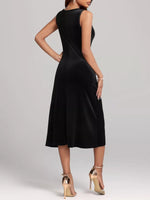 Round Neck Sleeveless Velvet A-Line Midi Dress