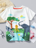 Children's Animal Print Round Neck T-Shirt