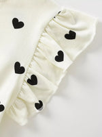 Children's Heart Print Ruffle Sleeve Dress