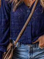 Openwork Button Up Cardigan