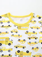 Children's Cartoon Car Print Short Sleeve Pajama Set