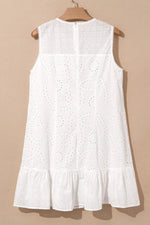 Floral Eyelet Embroidered Sleeveless Shift Dress