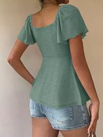 Sweetheart Neck Flutter Sleeve Top