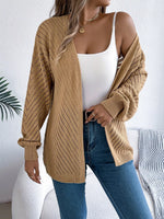 Openwork Open-Front Long Sleeve Cardigan