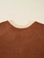 Contrast Knit V Neckline Cardigan