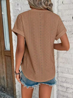 Eyelet Round Neck Short Sleeve Top