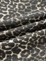 Leopard Print Short Sleeve Denim Shirt