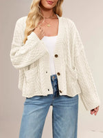 Cable Knit Button-Down Cardigan