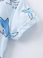 Children's Shark Print Short Sleeve Top and Shorts Set