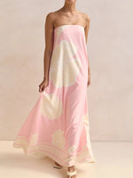 Smocked Printed Tube Maxi Dress