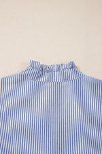 Stripe Sleeveless Notched Ric Rac Mini Dress