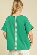 Umgee Full Size Mineral Wash T-Shirt with Lace Applique Plus Size