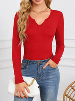 Notched Long Sleeve T-Shirt
