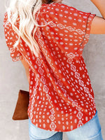 Full Size Floral Print V-Neck Shirt Plus Size