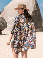 Printed Bra, Cover-Up and Shorts Set