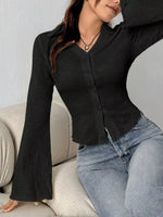 Button Up Flare Sleeve Shirt