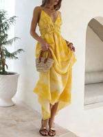 Tie-Dye Ruffled Layered Maxi Dress