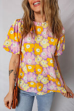 Floral Print Puff Sleeve Blouse