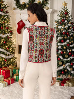 Floral Embroidered Tie-Front Vest Coat