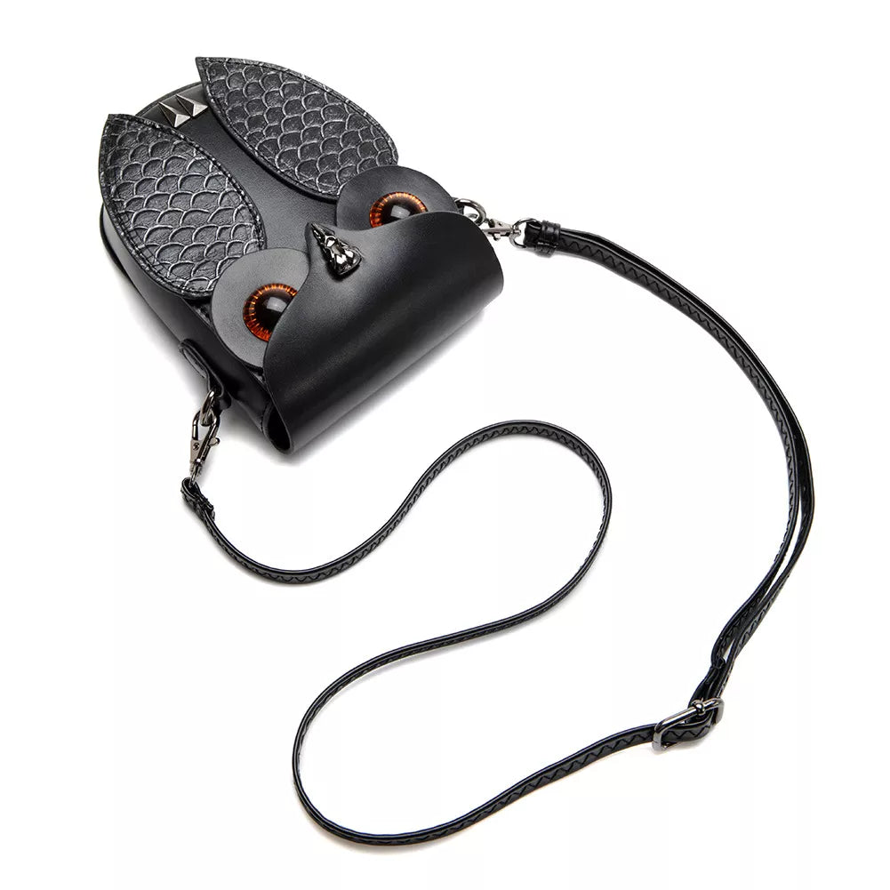 Owl Design Leather Crossbody Bag