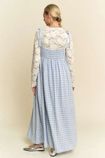 Davi & Dani Plaid Smocking Sleeveless Maxi Dress
