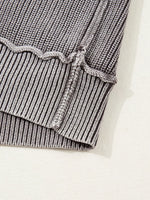 Mineral Wash Exposed Seam Patchwork Knit Open Sweater Cardigan