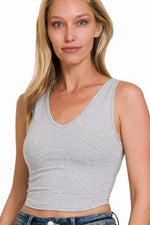 Zenana Cotton V-neck Cropped Cami Top