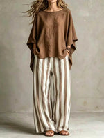 Full Size Solid Color Top and Pants Set Plus Size