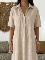 Full Size Button Detail Half Sleeve Dress Plus Size
