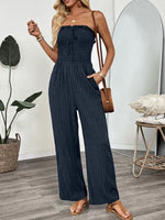 Smocked Tube Wide Leg Jumpsuit