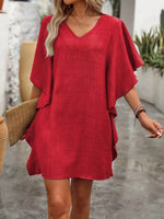 Ruffled Flutter Sleeve V-Neck Mini Dress