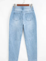High Rise Barrel Relaxed Patch Pocket Jeans