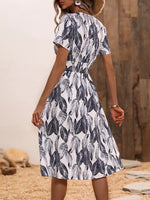 Printed Short Sleeve Midi Dress