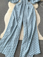 Smocked V-Neck Wide Leg Jumpsuit