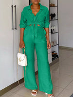 Tie-Front Top and Wide Leg Pants Set