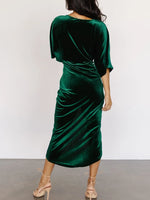 Ruched Surplice Half Sleeve Dress