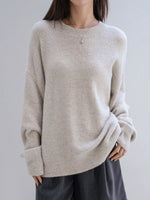 Full Size Cozy Knit Round Neck Oversized Sweater Plus Size